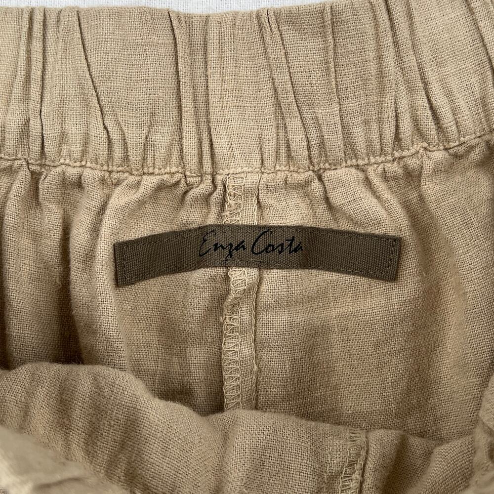 ENZA COSTA Linen Easy Pants Womens Medium Dark Clay Tan Pull On Drawstring NEW - Picture 8 of 14